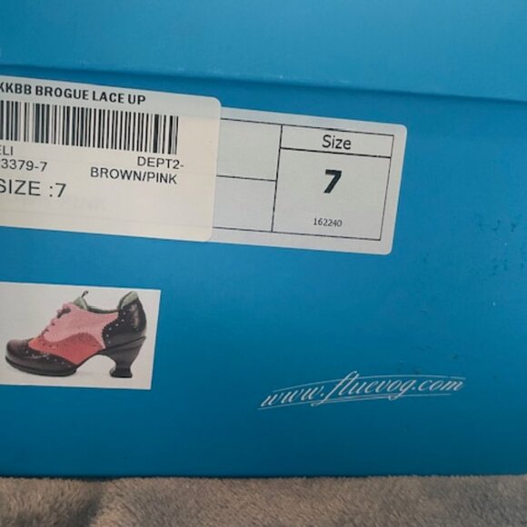 LAST PRICE John Fluevog KKBB Eli Brogue LaceUp Heels Brown Pink Like New Size 7 - Picture 3 of 13